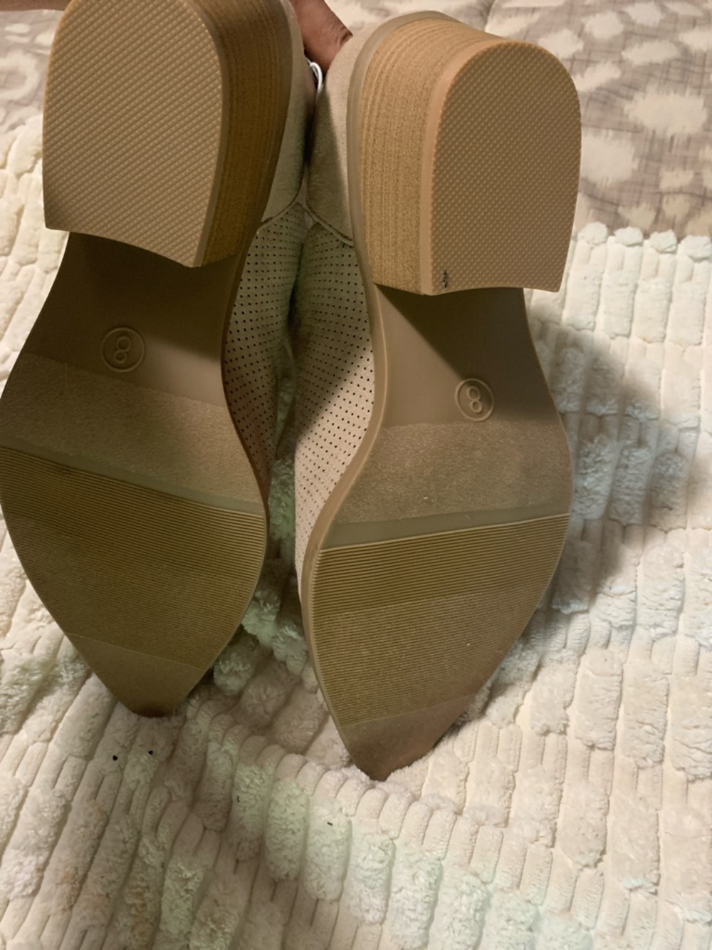 Universal Thread Taupe Perforated Pointed Toe Slip-On Mules - Picture 4 of 6